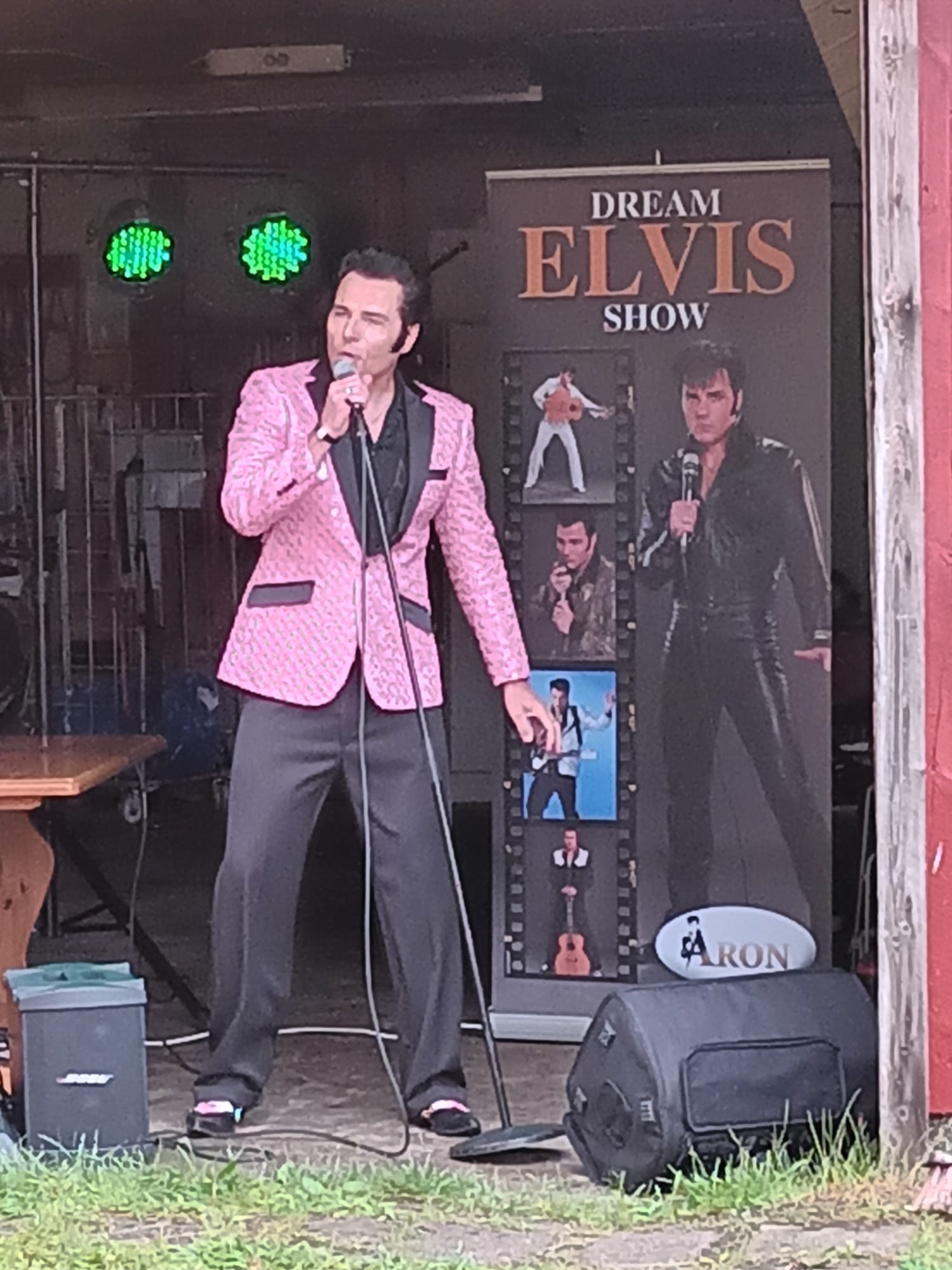 Aron laulaa Elvis-tuvan lavalla
